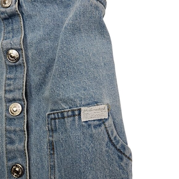 7 For All Mankind Girls Denim Overall Dress Size 3T‎ Light Wash Ruffle Straps - Picture 3 of 6